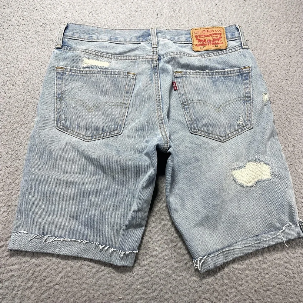 Levi's 511 Cutoff Shorts Mens 32 Blue Denim Bermuda 10